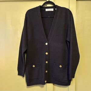 Karen Scott Black Women's Cardigan with Gold Buttons